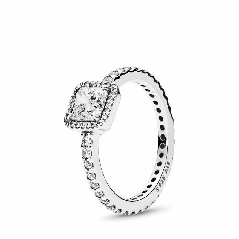 Pandora Square Sparkle Promise Ring NZ, Sterling Silver (763598-RPB)